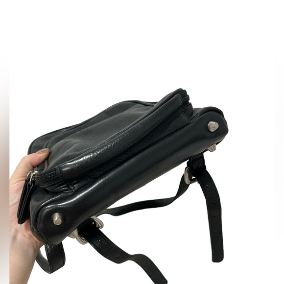 Osgoode Marley backpack|black leather mini backpack| minimalist leather backpack - Picture 7 of 13